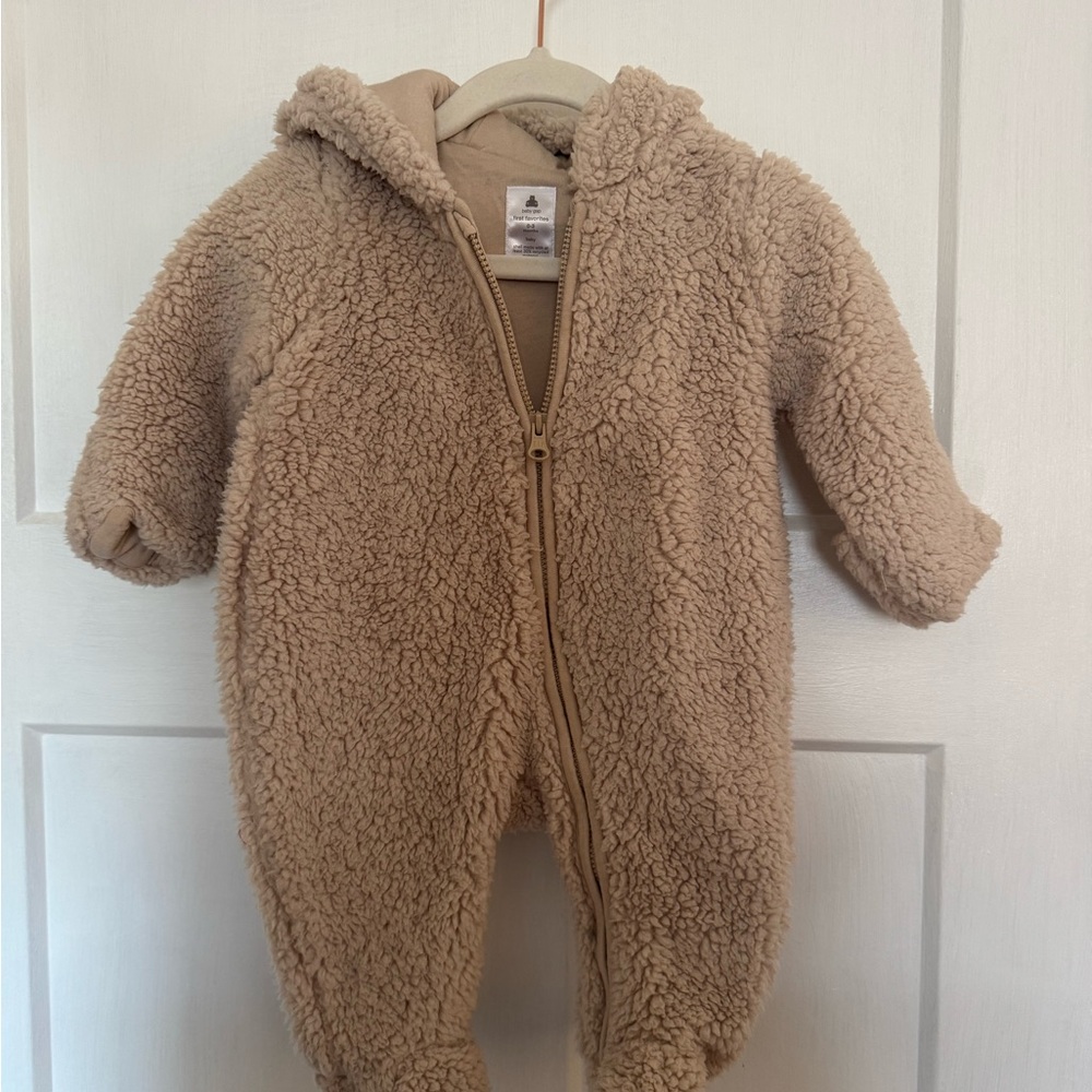 GAP Tan Teddy Hooded One-Piece Footie